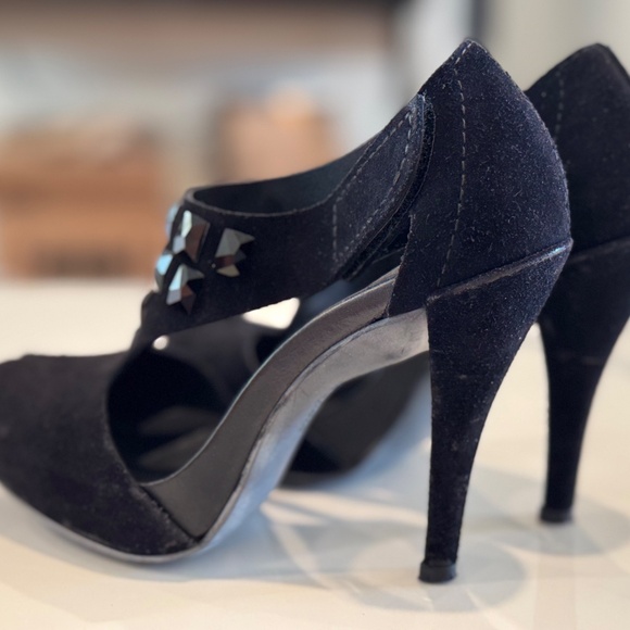 Pedro Garcia “Precious” Black Suede Open-Toe Heels – Size 5.5 US – Pre-Owned - Picture 13 of 16